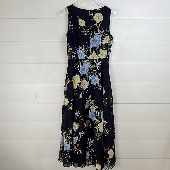 HOBBS‎ LONDON CARLY MIDI FLORAL DRESS Navy Sleeveless Tea Brunch Wedding Women 4 - Picture 9 of 16